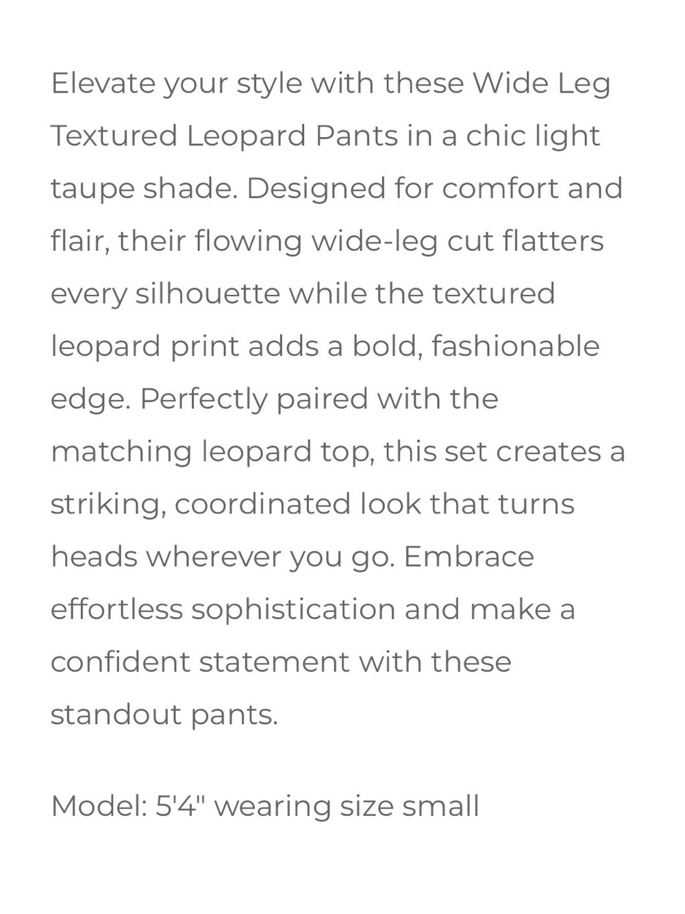 She + Sky Beige and Black Leopard Wide-Leg Pants - Picture 2 of 9